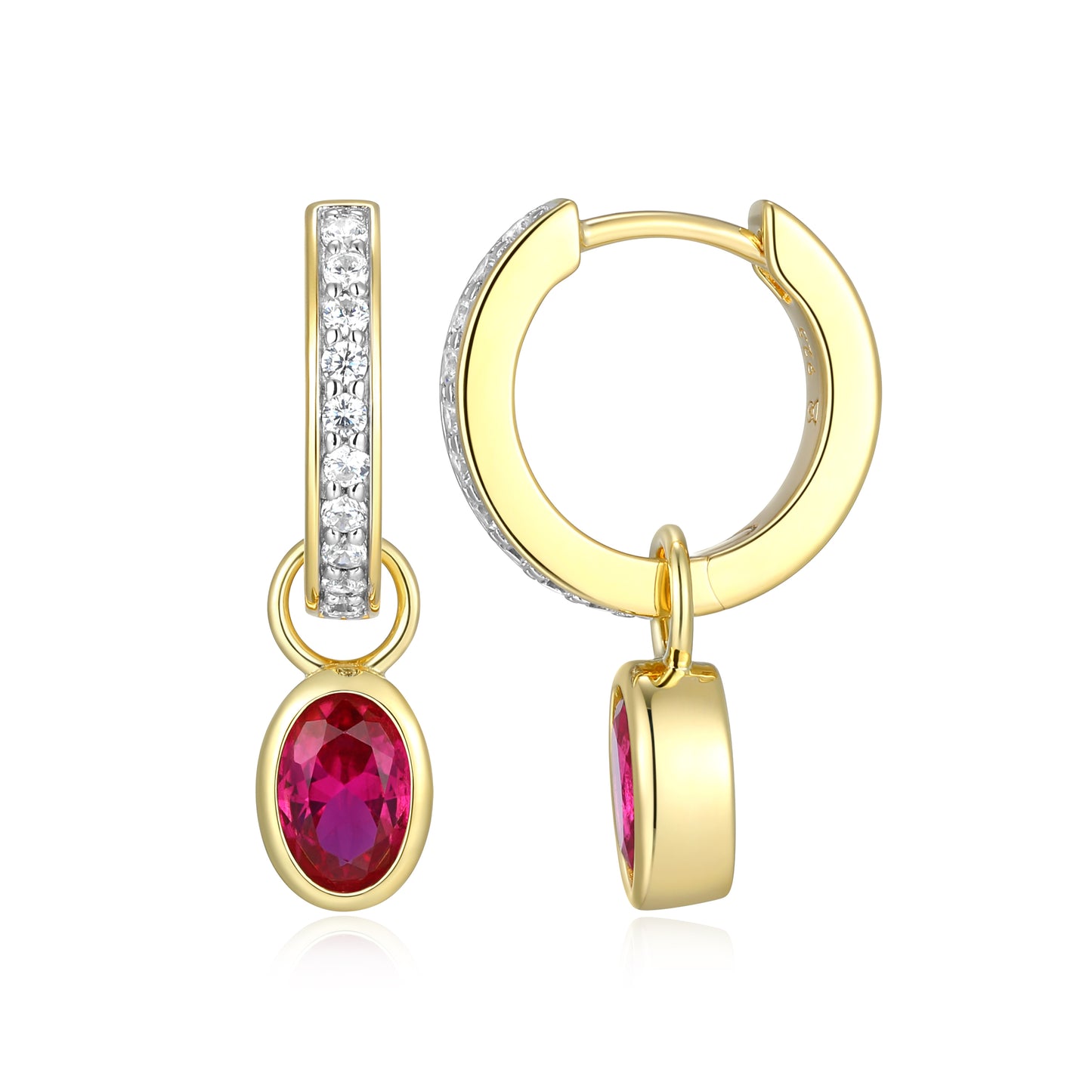 BE0227Y - July Birthstone Charm Huggie Earrings | m by monte luna