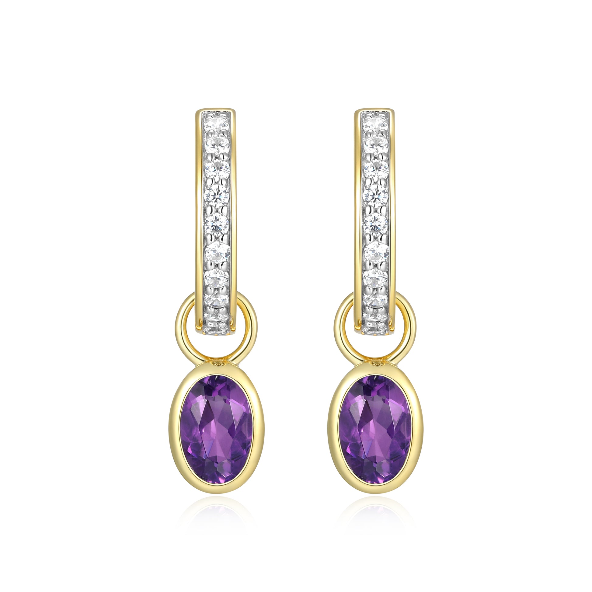 BE0222Y - February Birthstone Charm Huggie Earrings | m by monte luna