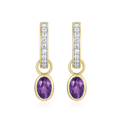 BE0222Y - February Birthstone Charm Huggie Earrings | m by monte luna