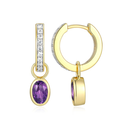 BE0222Y - February Birthstone Charm Huggie Earrings | m by monte luna