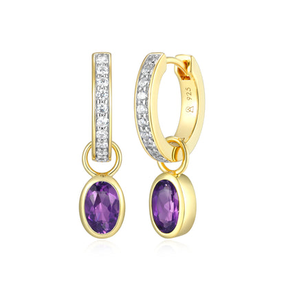 BE0222Y - February Birthstone Charm Huggie Earrings | m by monte luna
