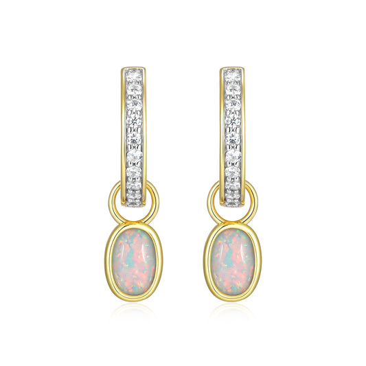 BE0230Y - October Birthstone Charm Huggie Earrings | m by monte luna