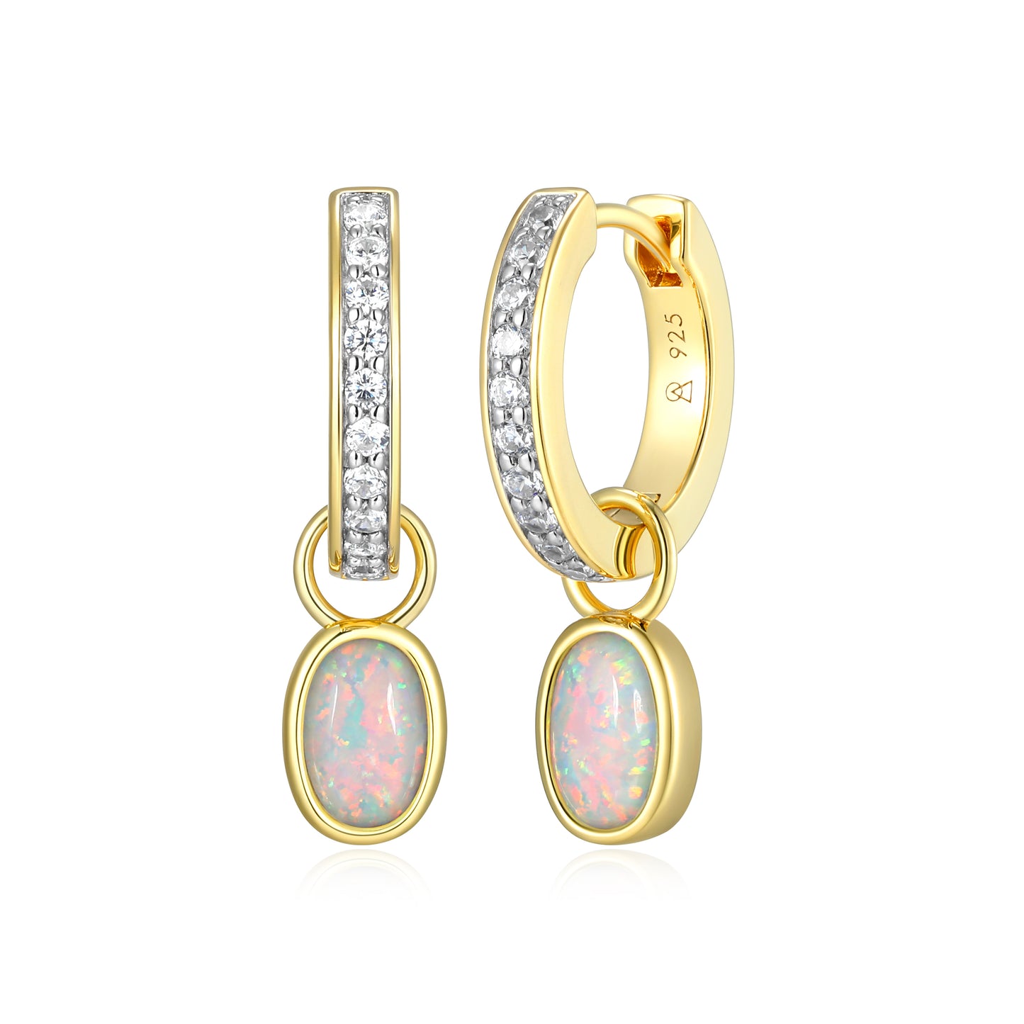 BE0230Y - October Birthstone Charm Huggie Earrings | m by monte luna