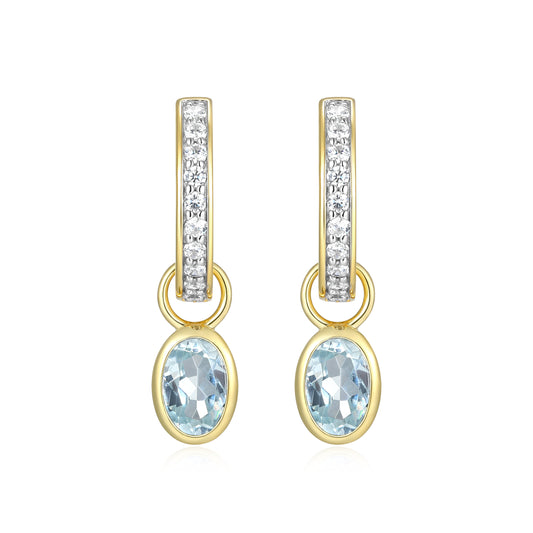 BE0232Y - March Birthstone Charm Huggie Earrings | m by monte luna