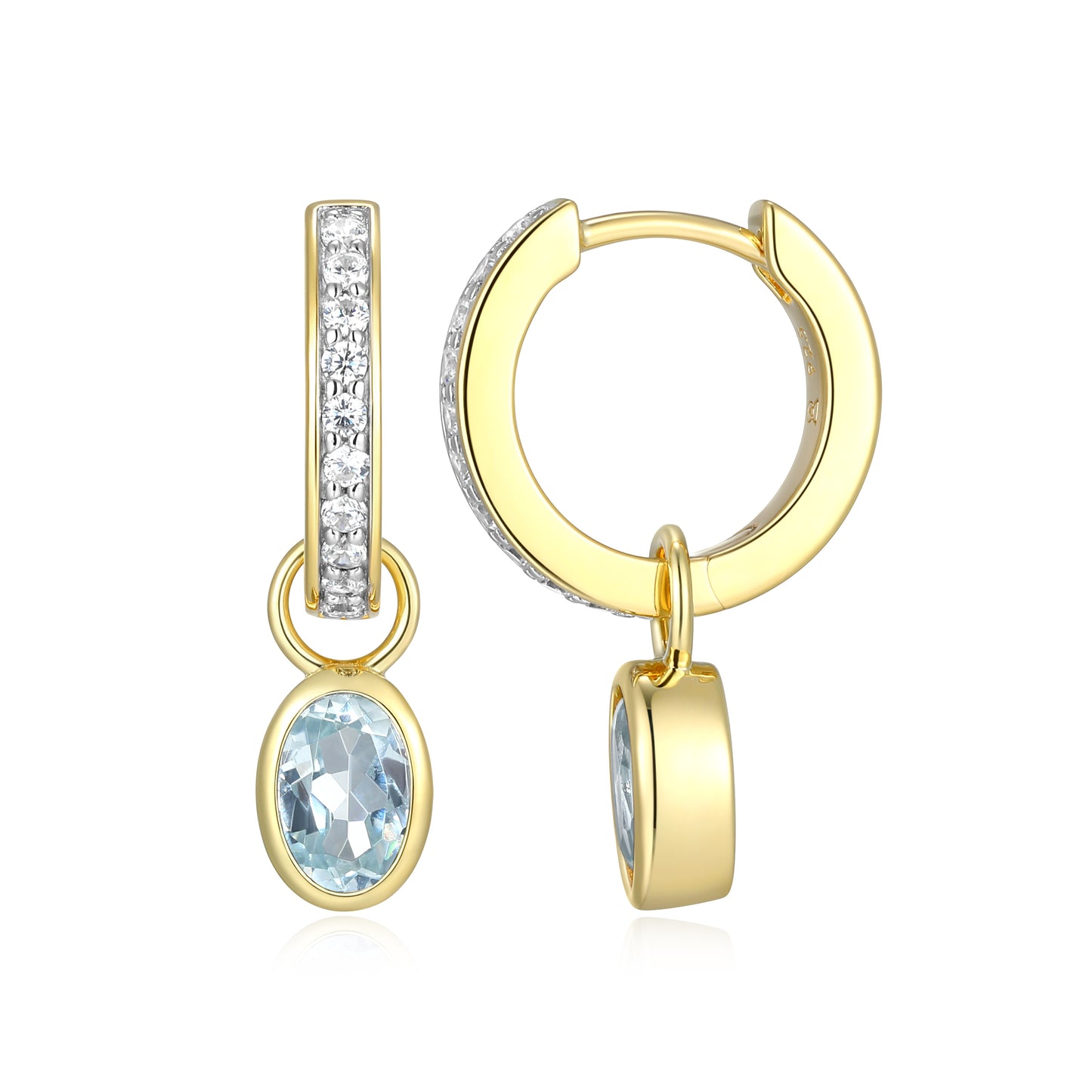 BE0232Y - March Birthstone Charm Huggie Earrings | m by monte luna