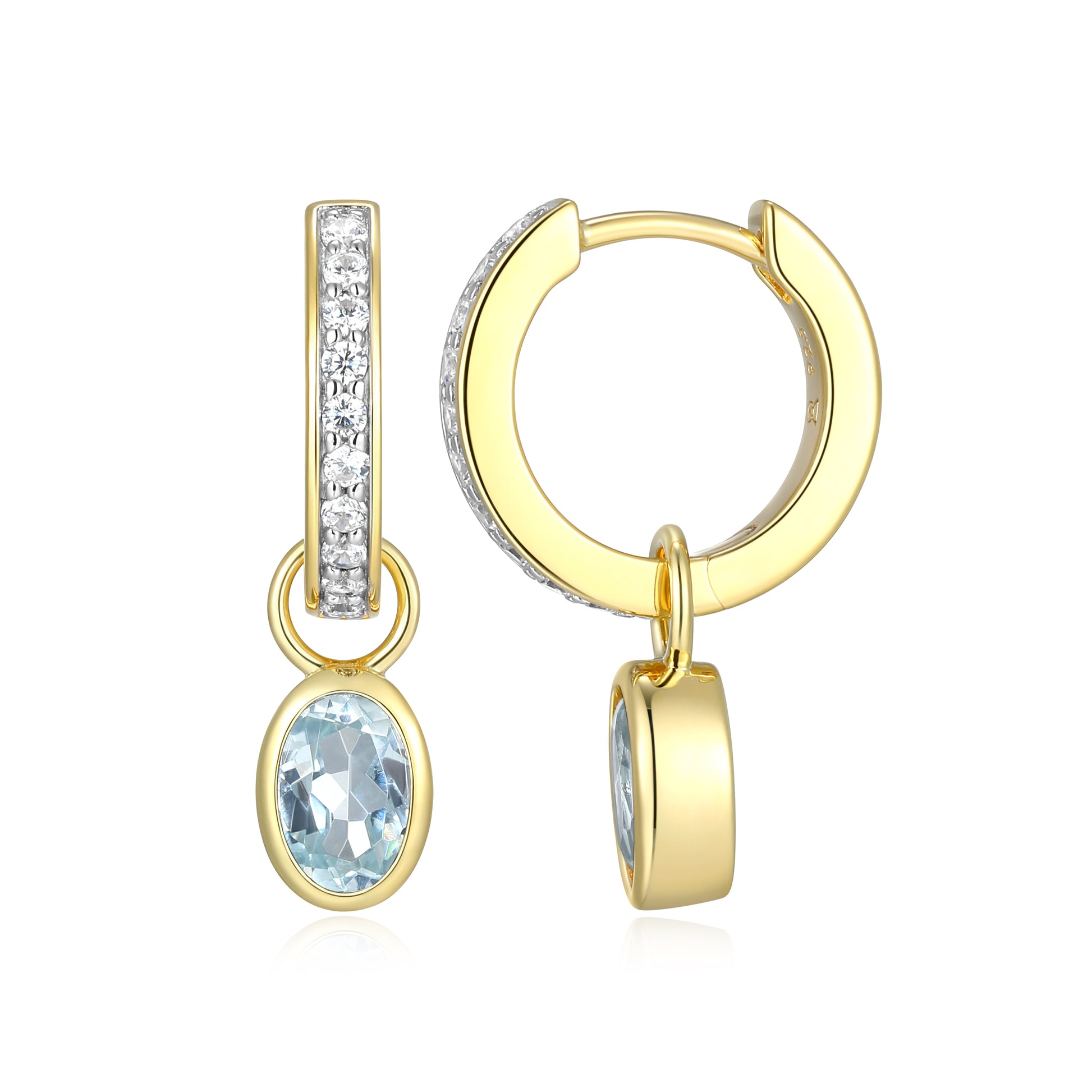 BE0232Y - March Birthstone Charm Huggie Earrings | m by monte luna