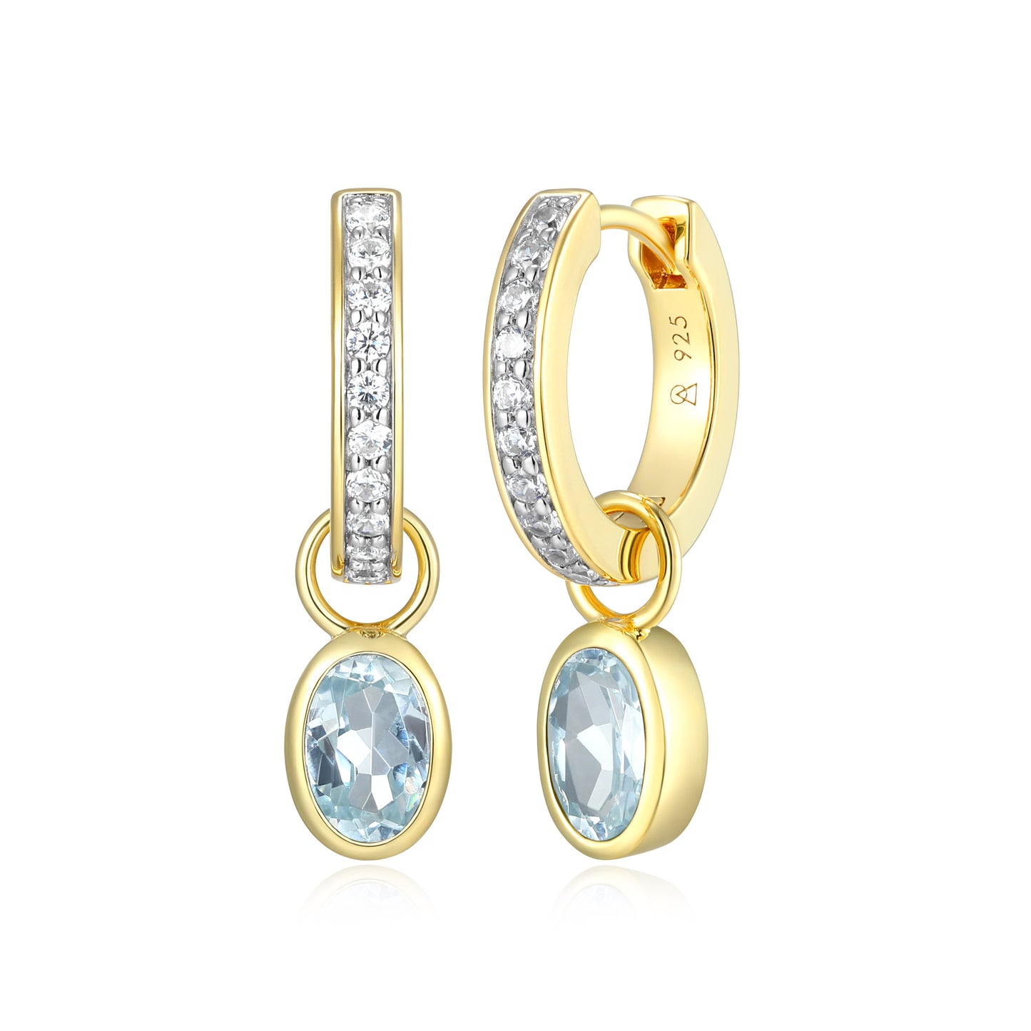 BE0232Y - March Birthstone Charm Huggie Earrings | m by monte luna