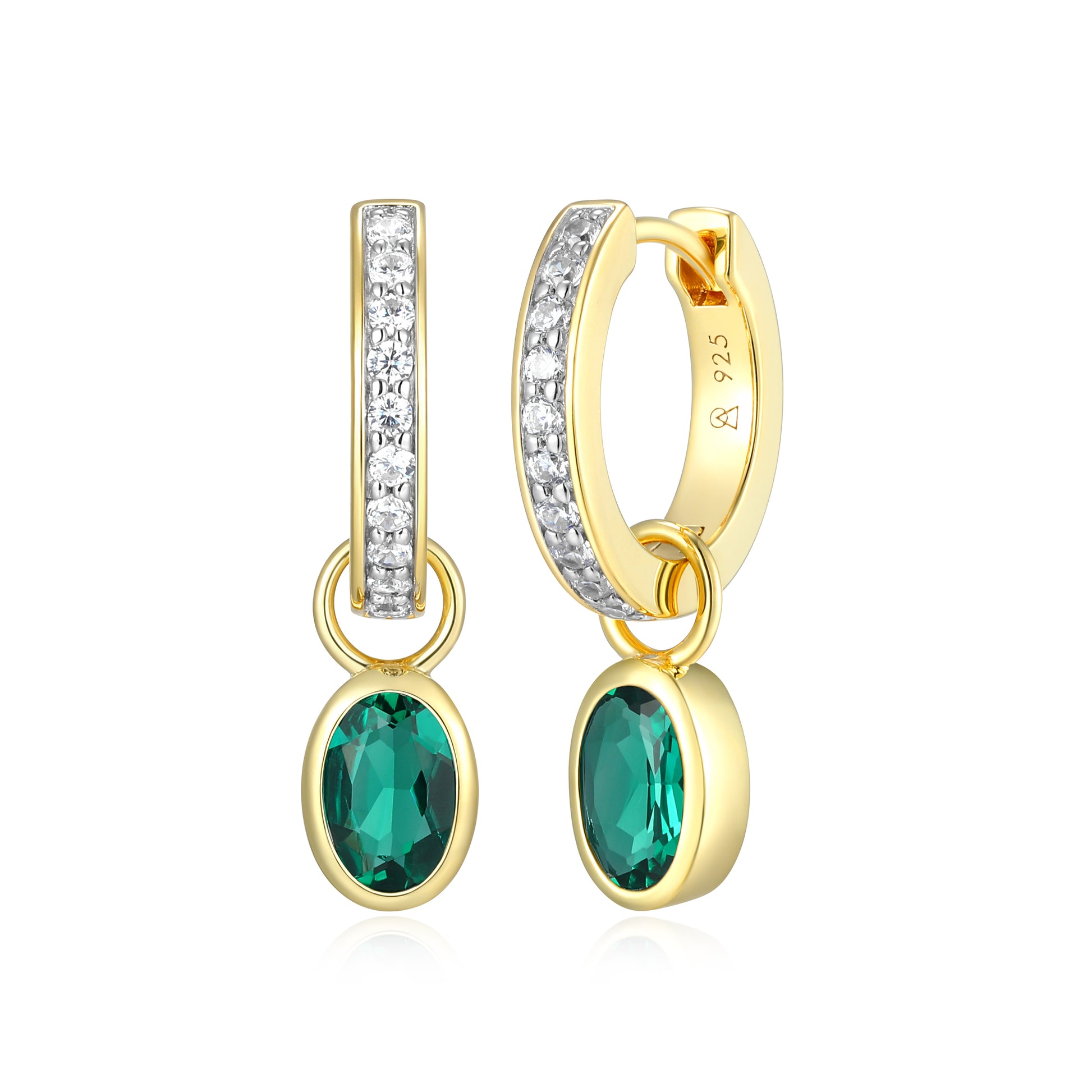 BE0225Y - May Birthstone Charm Huggie Earrings | m by monte luna