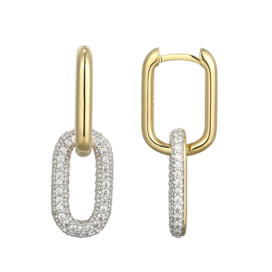 ME0118 - Paperclip Pave Lab-Created Diamond Drop Earrings | Monte Luna