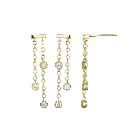 BE0263Y - Bezel-Set Lab-Created Diamond Chain Dangle Earrings | m by monte luna