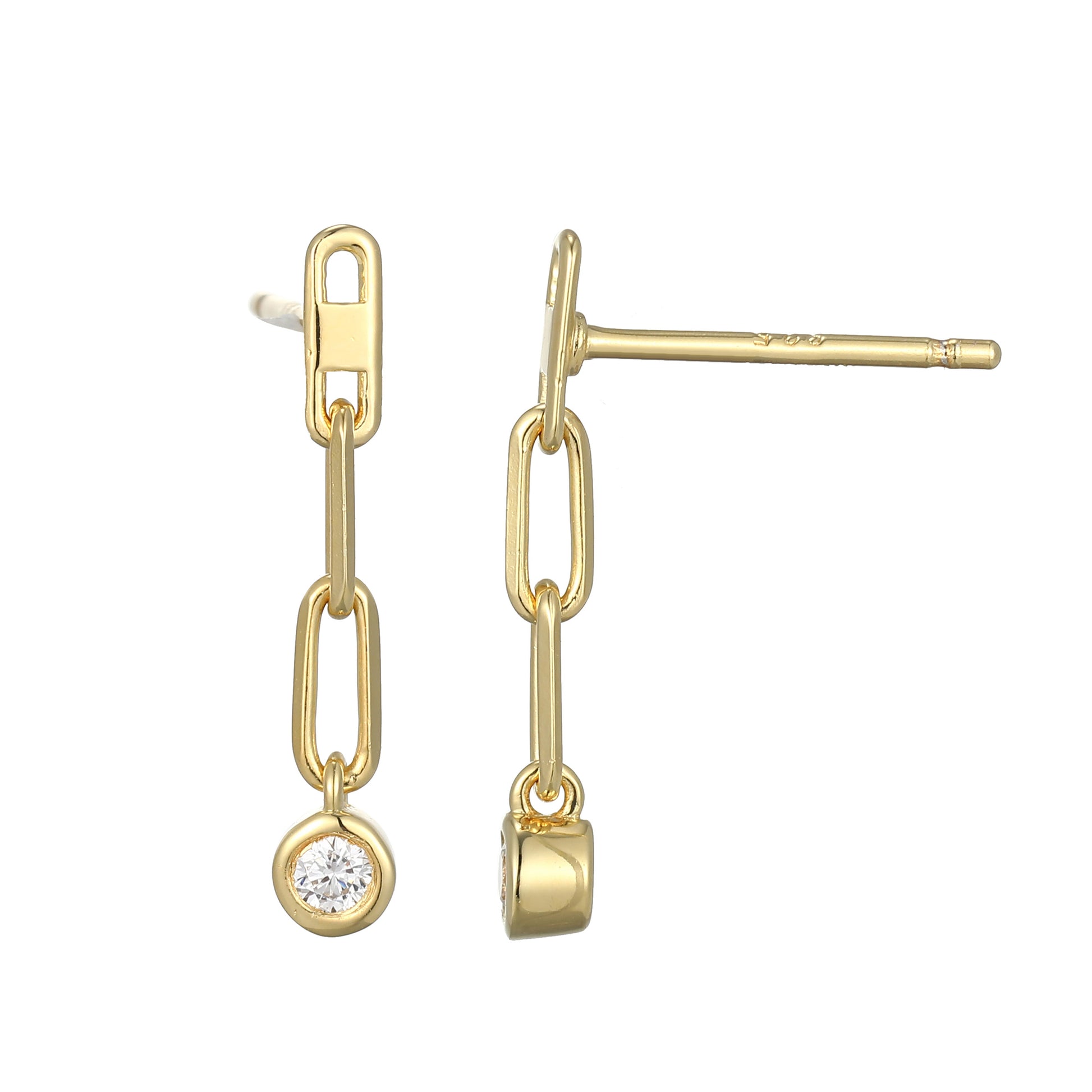 BE0261Y - Paperclip Bezel Set Lab-Created Diamond Drop Earrings | m by monte luna
