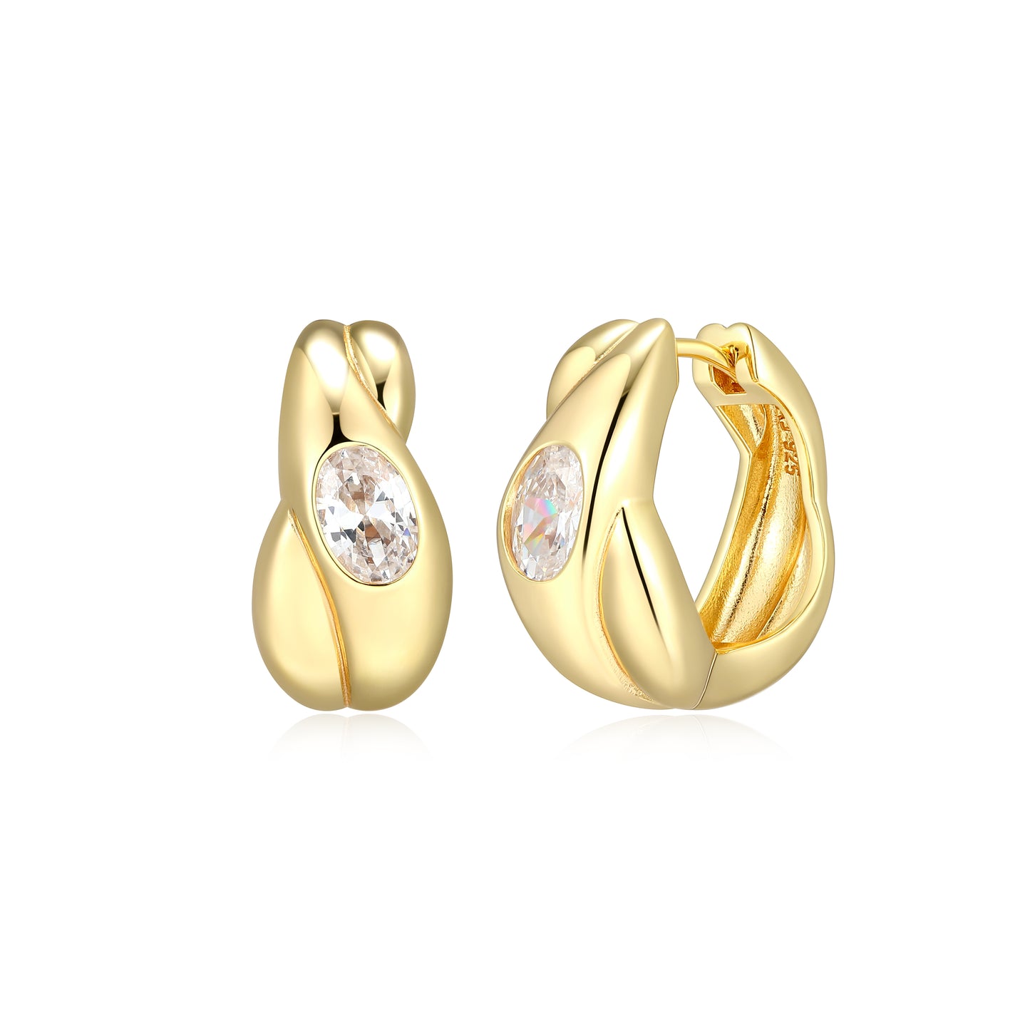RE0236Y - Tapered Crossover Huggie Hoop Earrings | reign