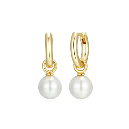 RE0234 - Pearl Drop Huggie Earrings | reign