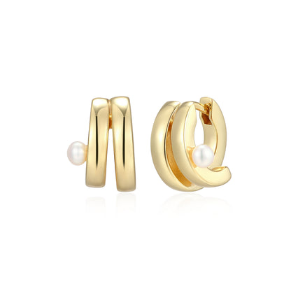 RE0232 - Duo Huggie Pearl Earrings | reign
