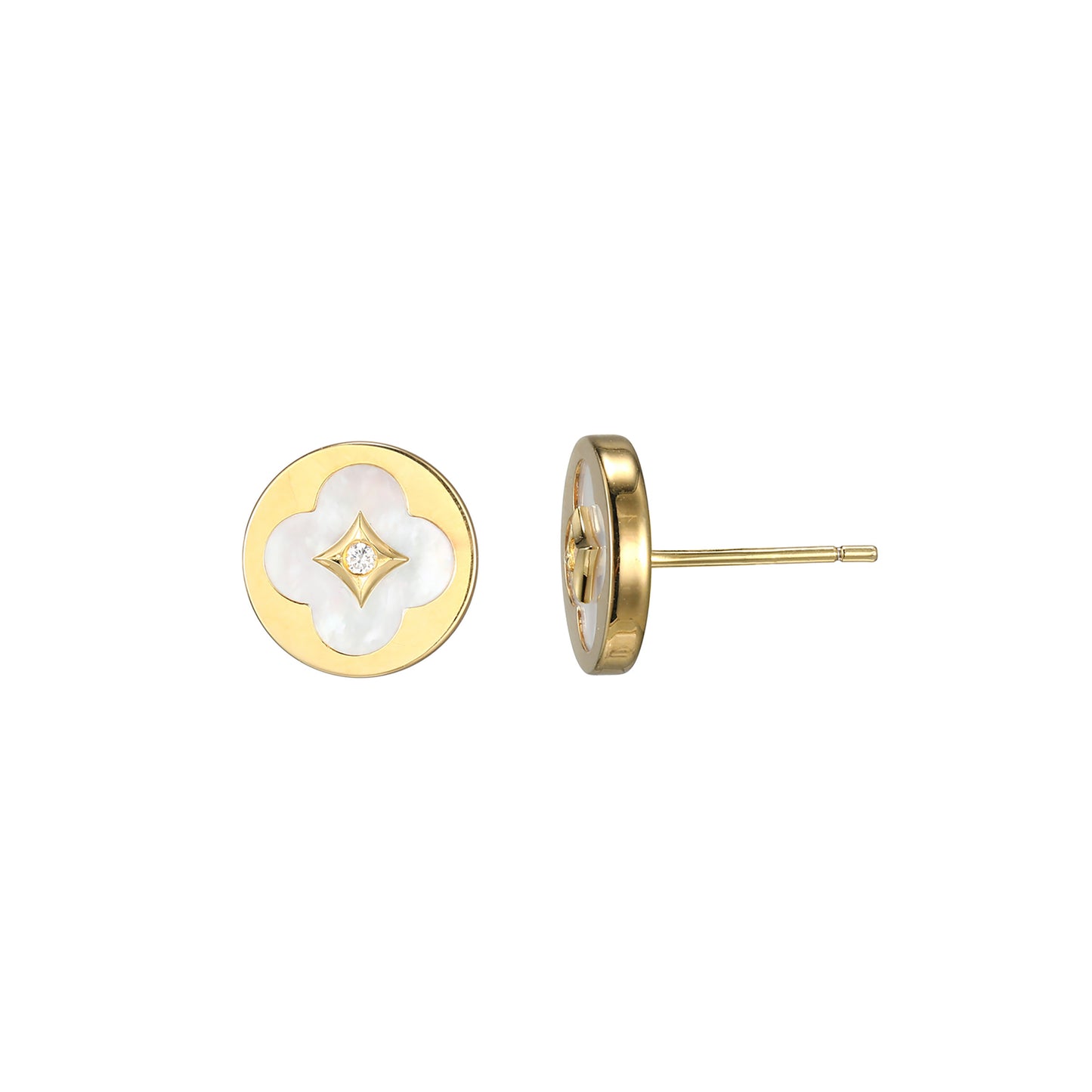 CE0198 - Clover Mother-of-Pearl Disc Stud Earrings | charles garnier