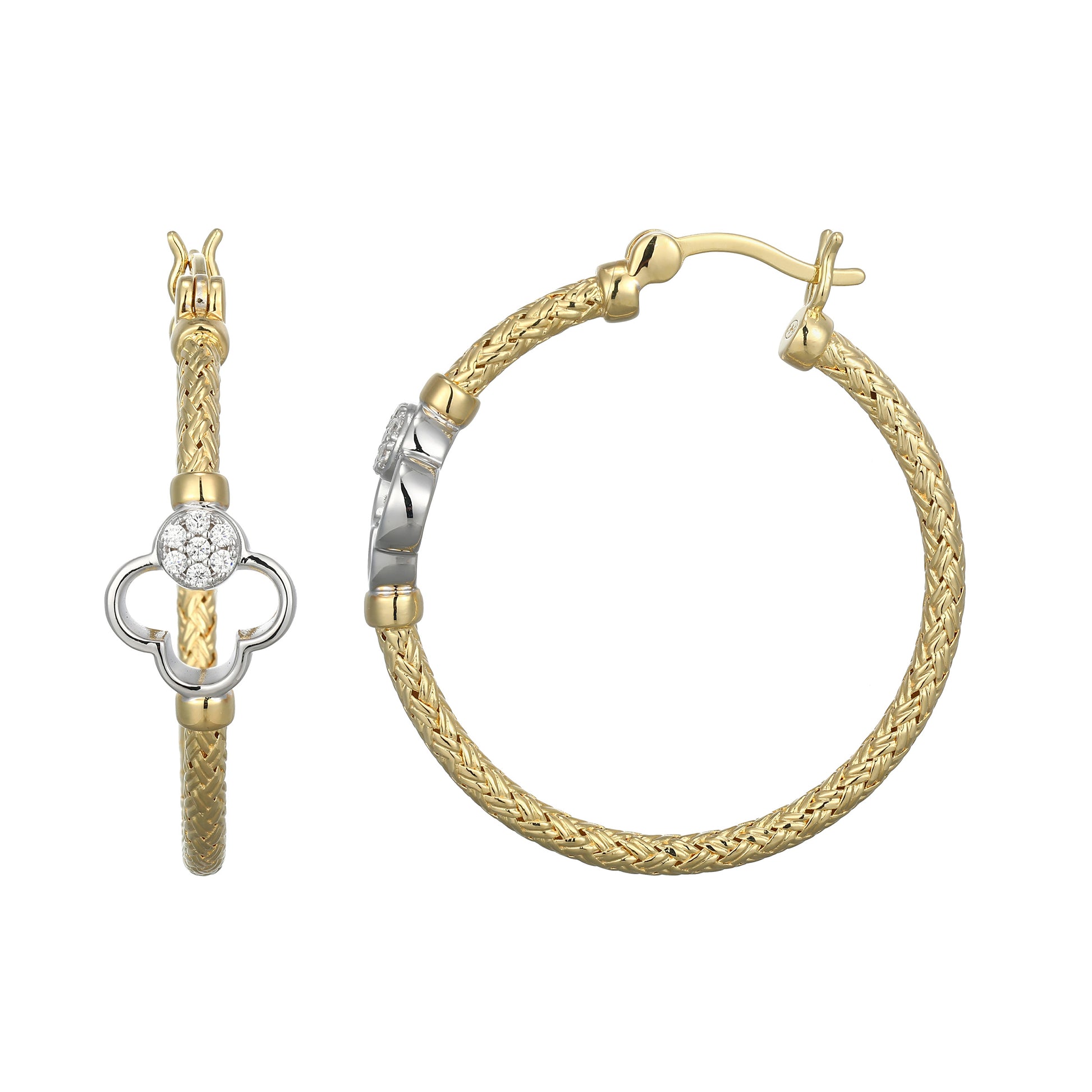 CE0202 - Two-Tone Clover Original Mesh Hoop Earrings | charles garnier