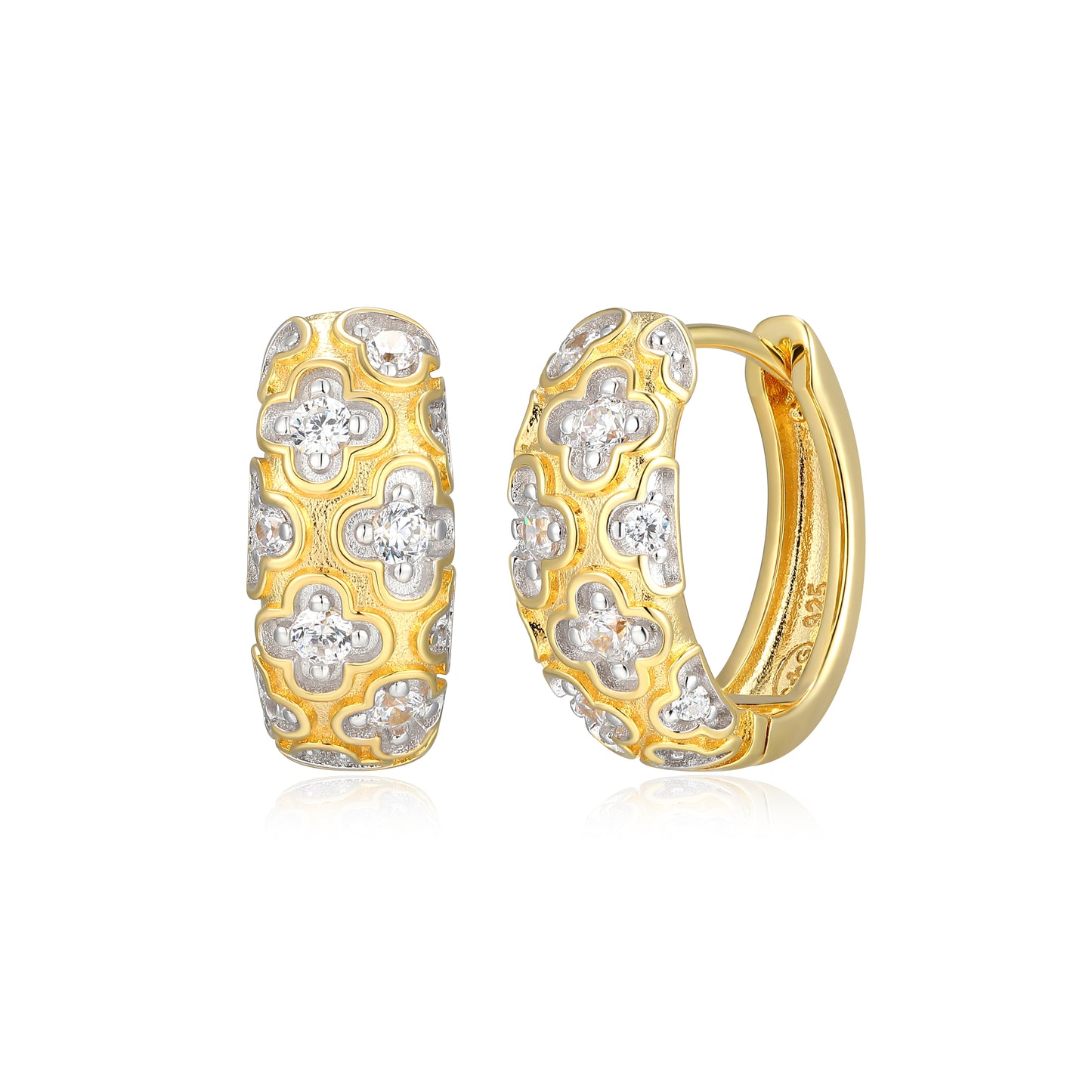CE0221 - Two-Tone Clover Hoop Earrings | Paris 1901