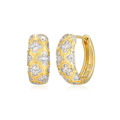 CE0221 - Two-Tone Clover Hoop Earrings | Paris 1901