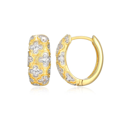 CE0221 - Two-Tone Clover Hoop Earrings | Paris 1901