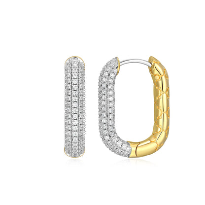 CE0222 - Reversible Pavé-Quilted Paperclip Hoop Earrings | Paris 1901