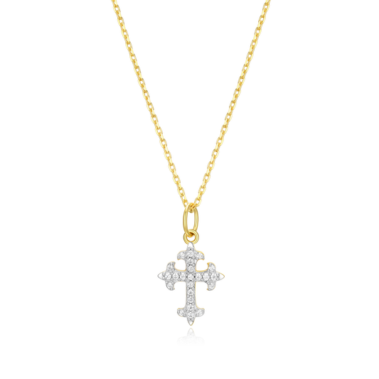 Flory Cross Pendant Necklace in 14K Yellow Gold-Plated Sterling Silver | M by Monte Luna