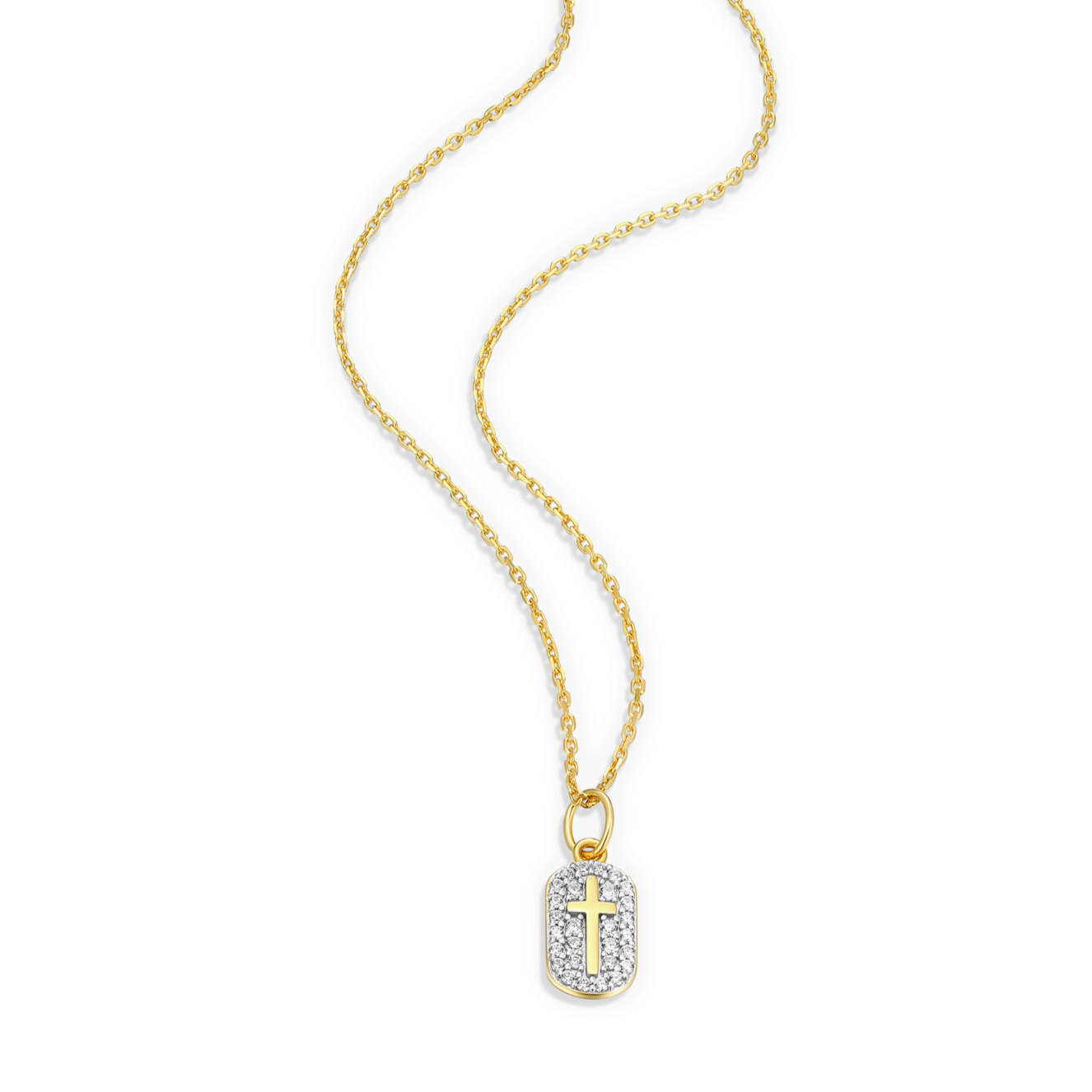 Cross Tag Pendant Necklace in 14K Yellow Gold-Plated Sterling Silver | M by Monte Luna