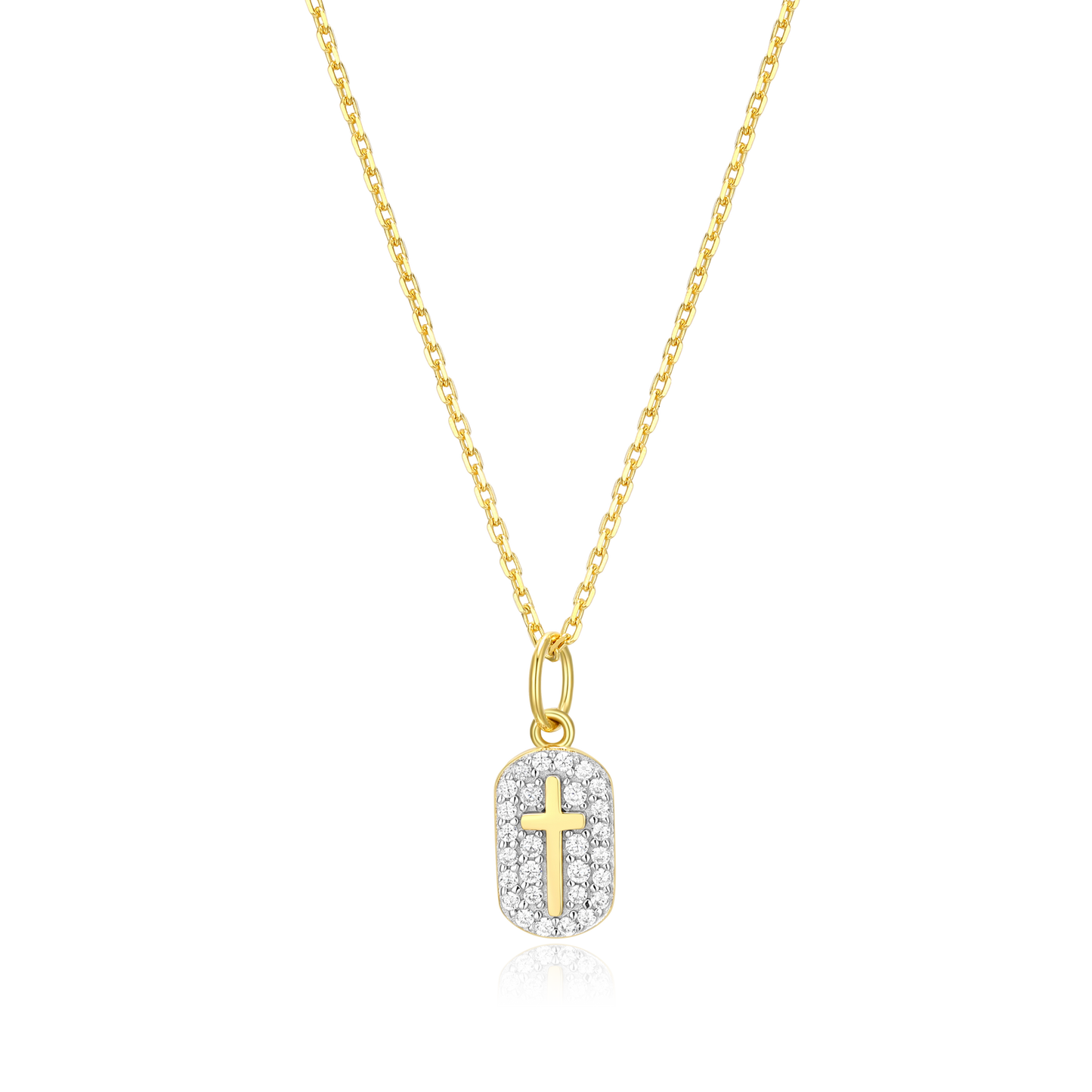Cross Tag Pendant Necklace in 14K Yellow Gold-Plated Sterling Silver | M by Monte Luna