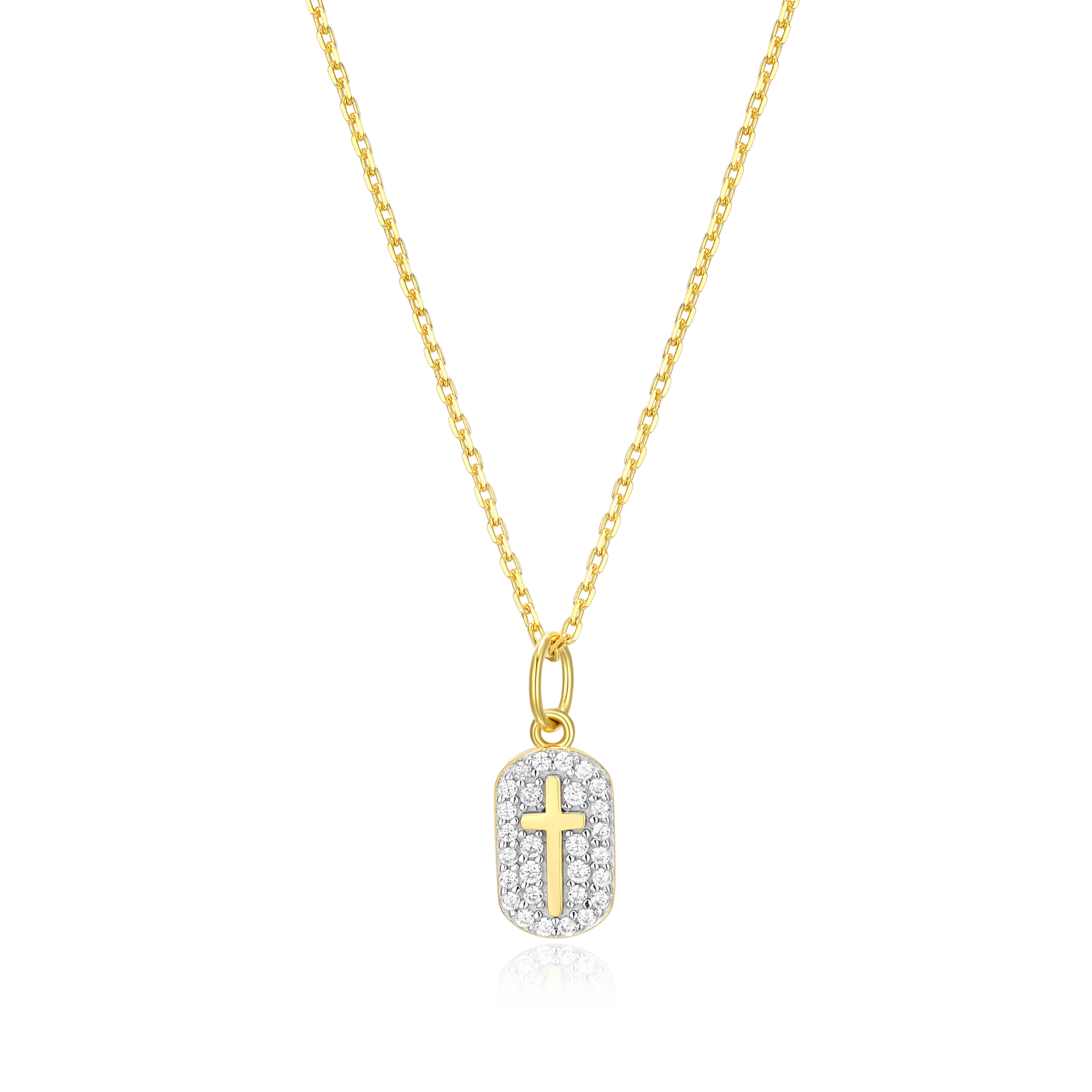 Cross Tag Pendant Necklace in 14K Yellow Gold-Plated Sterling Silver | M by Monte Luna