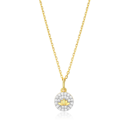 Lotus Tag Pendant Necklace in 14K Yellow Gold-Plated Sterling Silver | M by Monte Luna