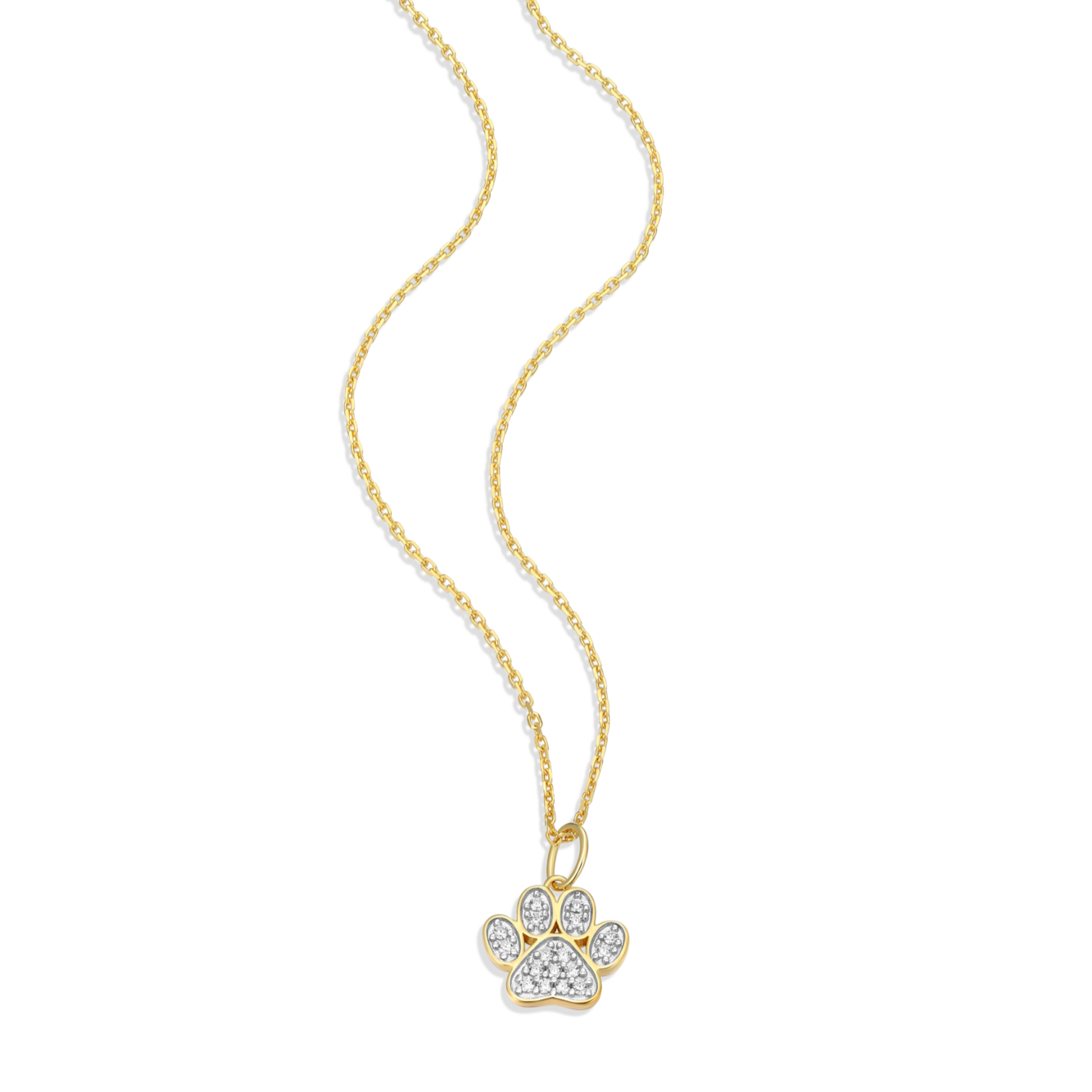 Paw Print Pendant Necklace in 14K Yellow Gold-Plated Sterling Silver | M by Monte Luna