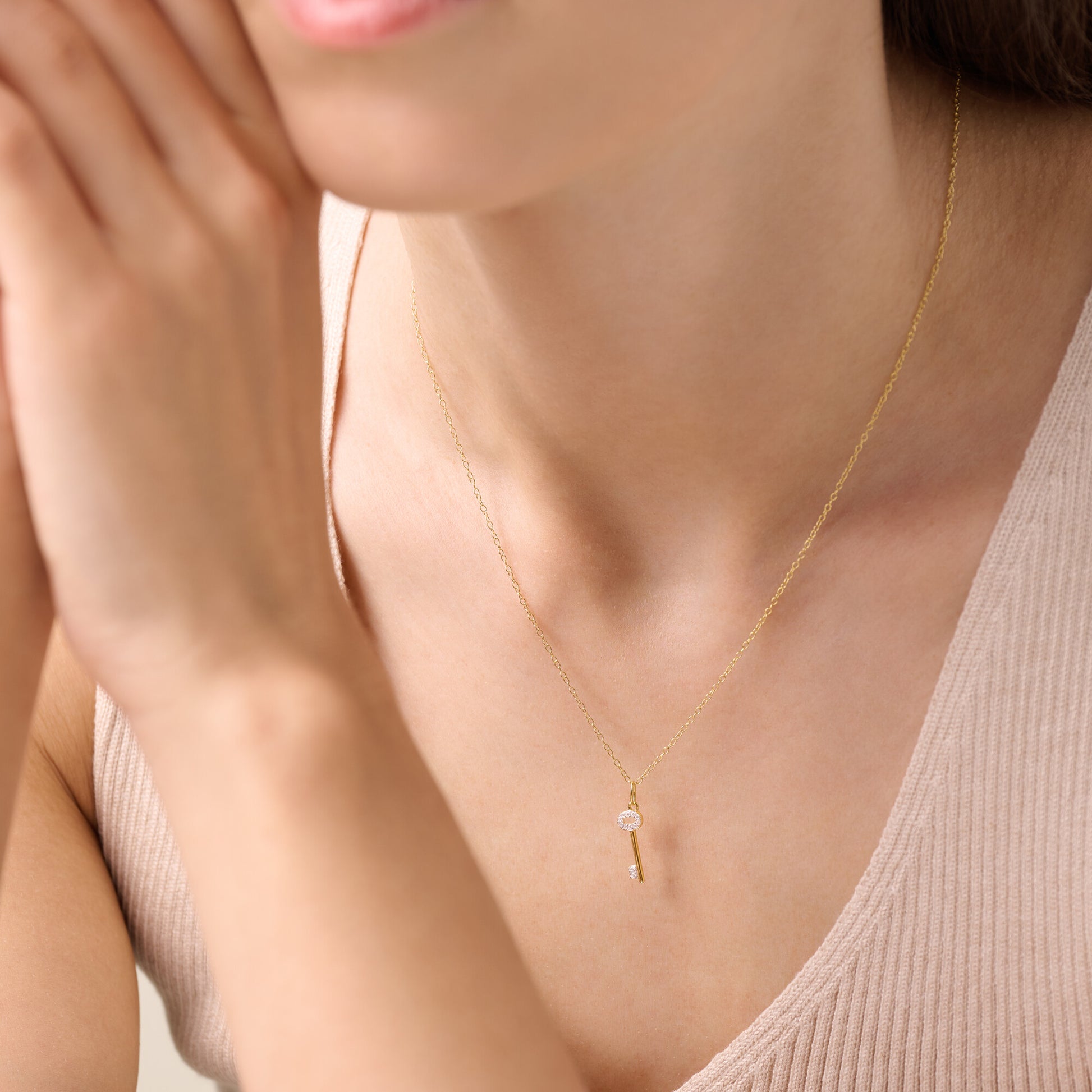 Skeleton Key Pendant Necklace in 14K Yellow Gold-Plated Sterling Silver | M by Monte Luna