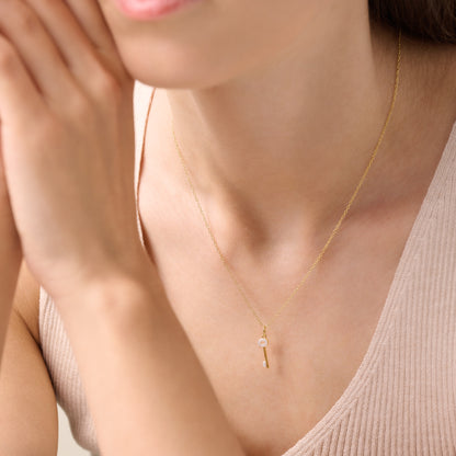 Skeleton Key Pendant Necklace in 14K Yellow Gold-Plated Sterling Silver | M by Monte Luna