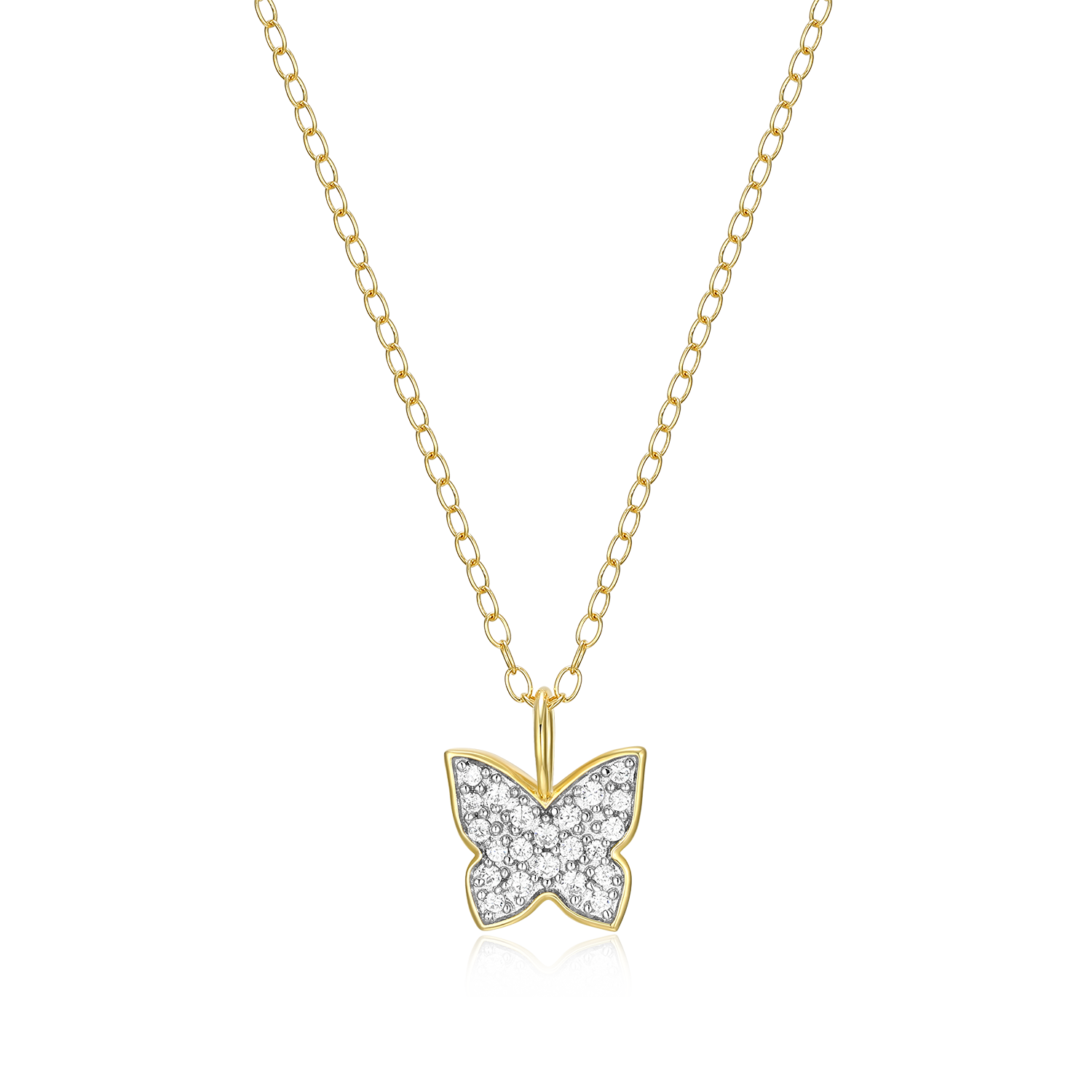 Pave Butterfly Lab-Created Diamond Pendant Necklace in 14K Gold & Rhodium-Plated Sterling Silver | M by Monte Luna