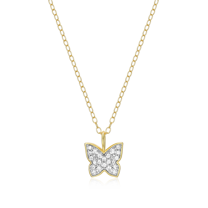 Pave Butterfly Lab-Created Diamond Pendant Necklace in 14K Gold & Rhodium-Plated Sterling Silver | M by Monte Luna