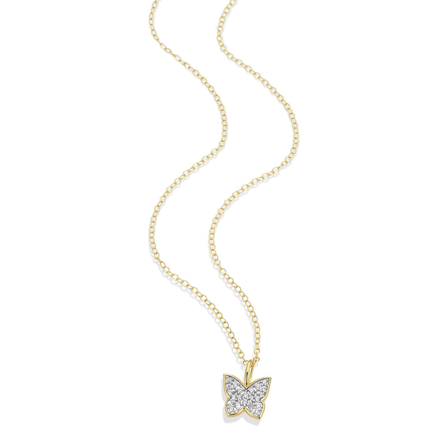 Pave Butterfly Lab-Created Diamond Pendant Necklace in 14K Gold & Rhodium-Plated Sterling Silver | M by Monte Luna