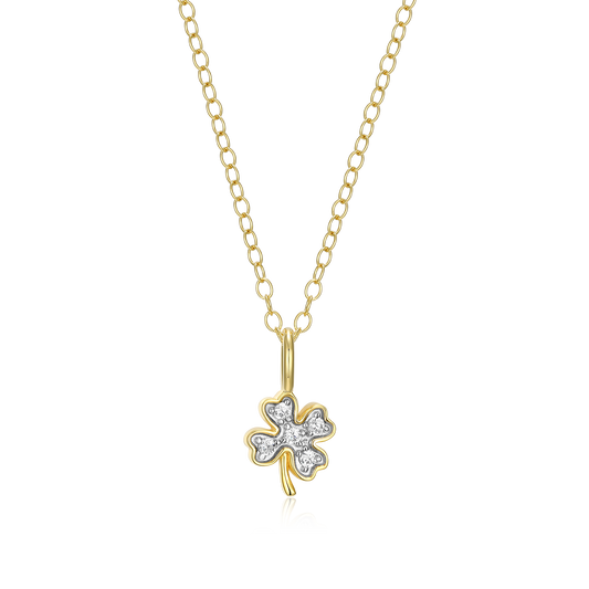 Lucky Clover Lab-Created Diamond Pendant Necklace in 14K Gold & Rhodium-Plated Sterling Silver | M by Monte Luna