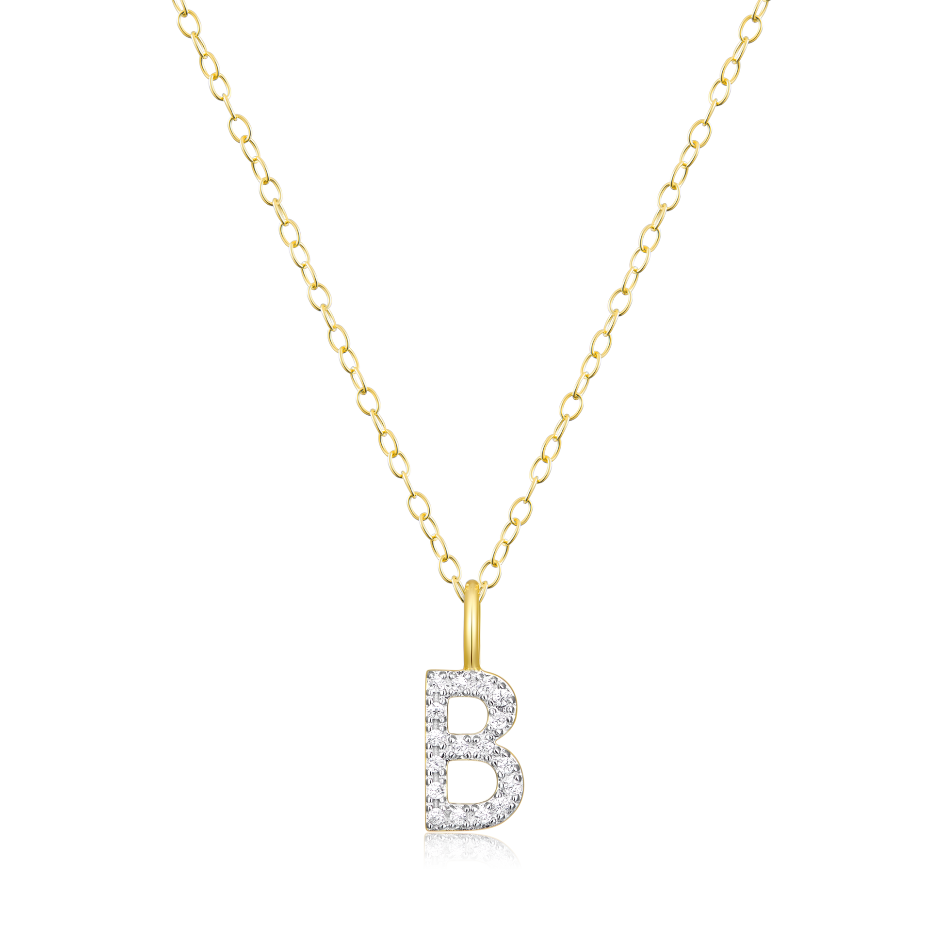 Letter "B" Initial Pendant Necklace in 14K Yellow Gold-Plated Sterling Silver | M by Monte Luna