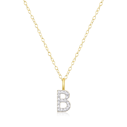 Letter "B" Initial Pendant Necklace in 14K Yellow Gold-Plated Sterling Silver | M by Monte Luna