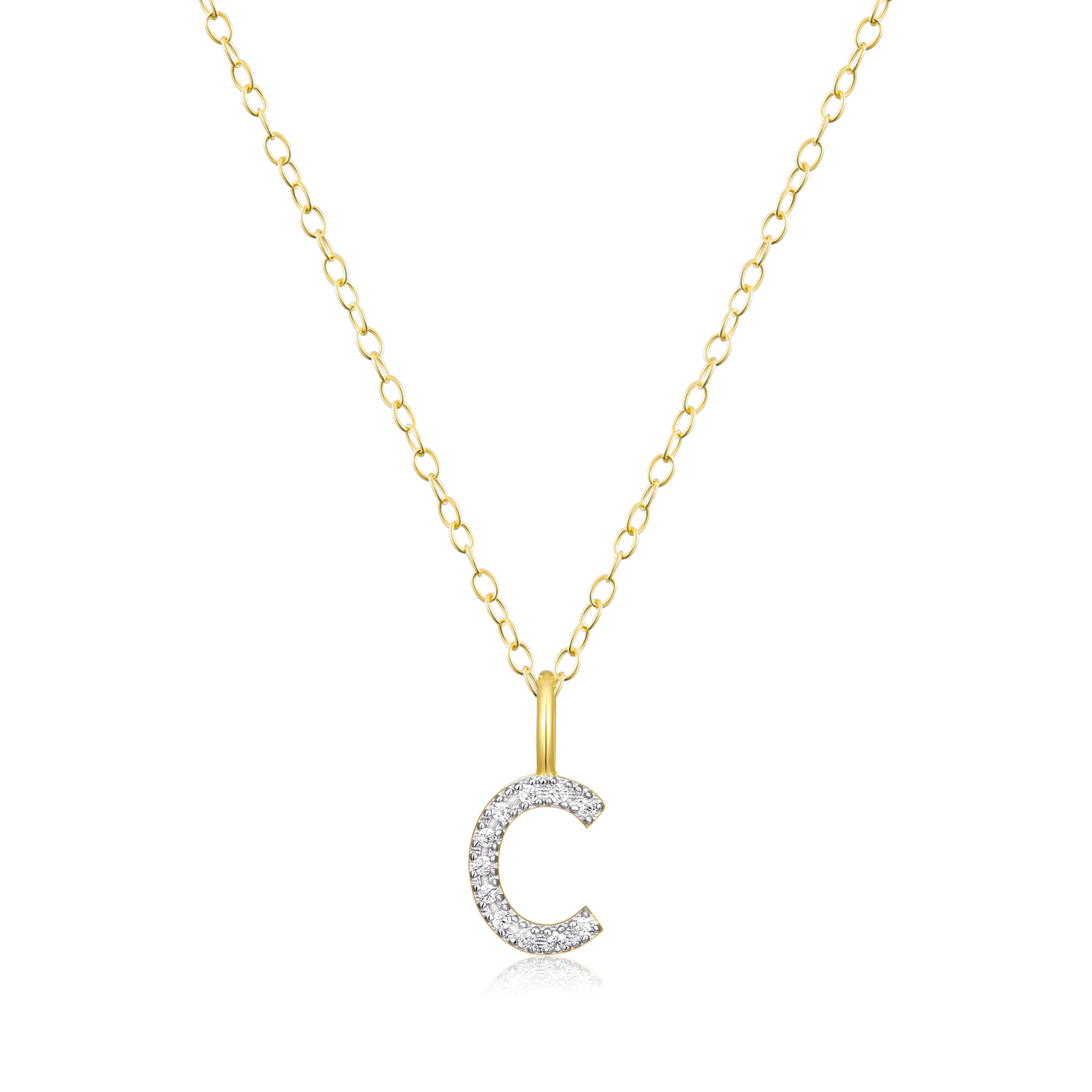 Letter "C" Initial Pendant Necklace in 14K Yellow Gold-Plated Sterling Silver | M by Monte Luna