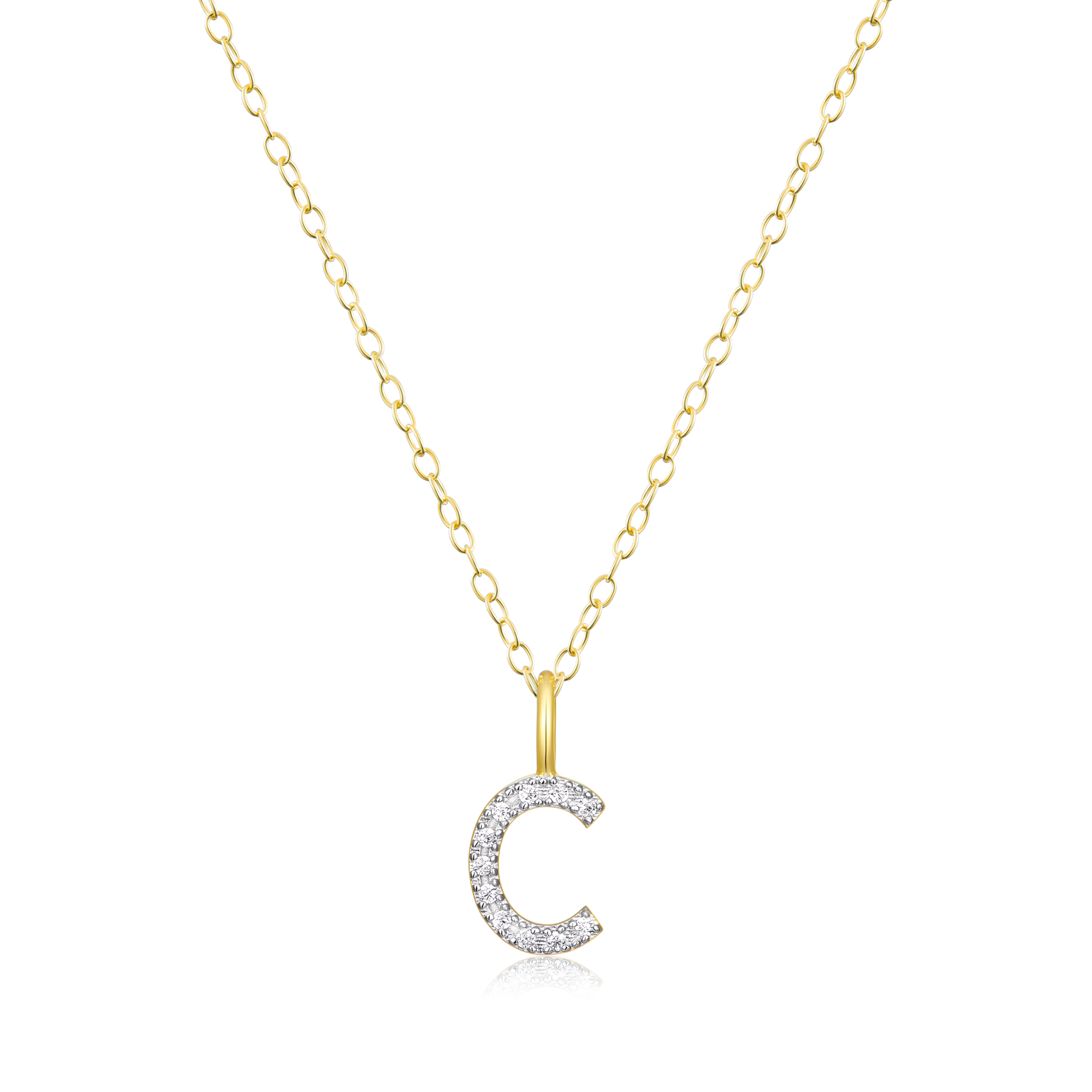 Letter "C" Initial Pendant Necklace in 14K Yellow Gold-Plated Sterling Silver | M by Monte Luna