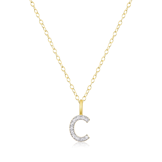Letter "C" Initial Pendant Necklace in 14K Yellow Gold-Plated Sterling Silver | M by Monte Luna