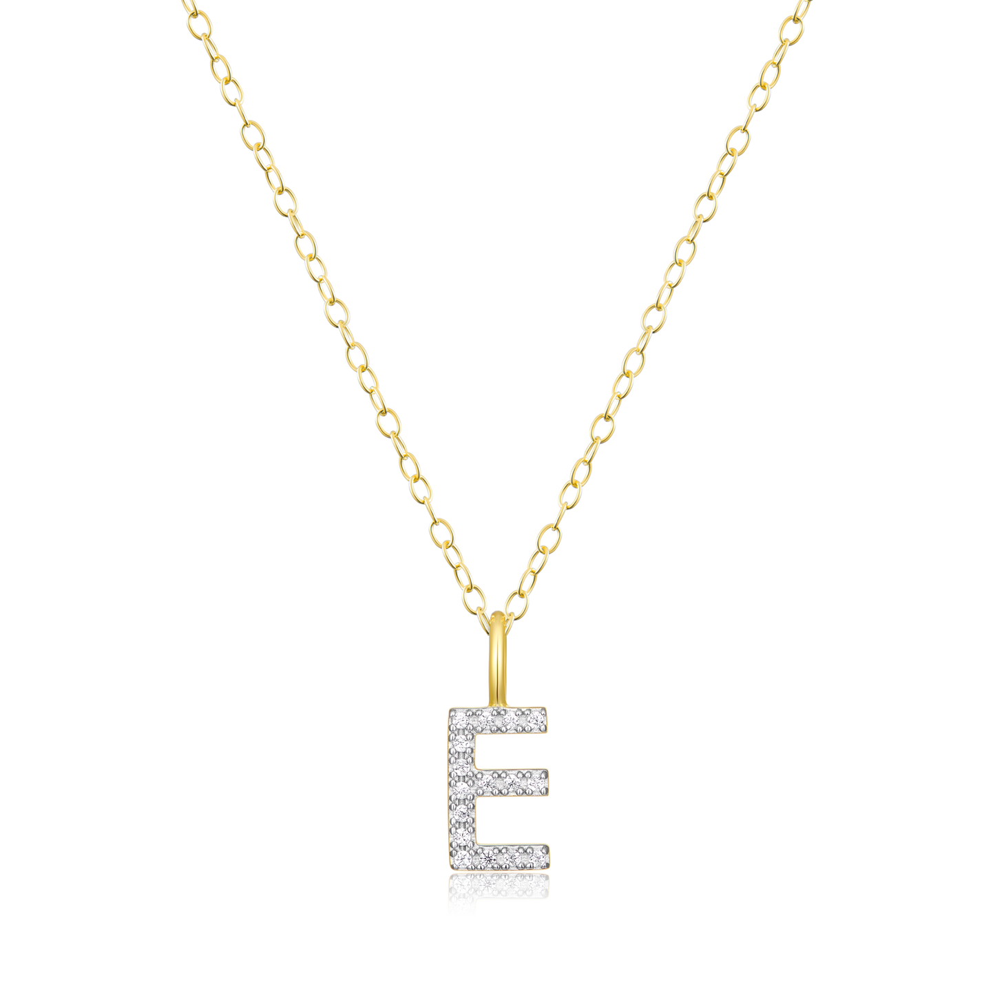 Letter "E" Initial Pendant Necklace in 14K Yellow Gold-Plated Sterling Silver | M by Monte Luna