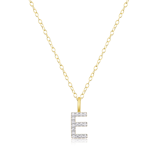 Letter "E" Initial Pendant Necklace in 14K Yellow Gold-Plated Sterling Silver | M by Monte Luna