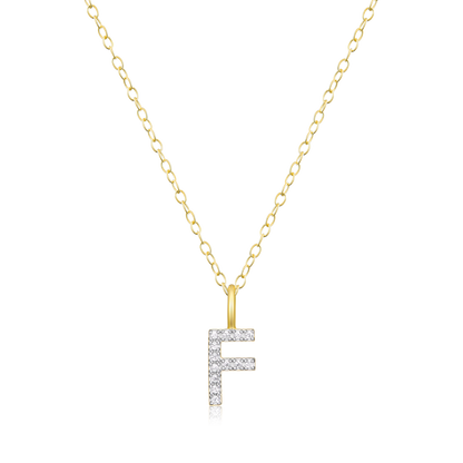 Letter "F" Initial Pendant Necklace in 14K Yellow Gold-Plated Sterling Silver | M by Monte Luna