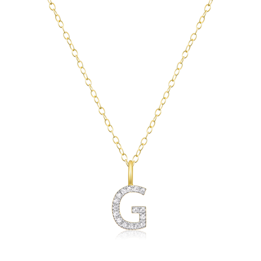 Letter "G" Initial Pendant Necklace in 14K Yellow Gold-Plated Sterling Silver | M by Monte Luna