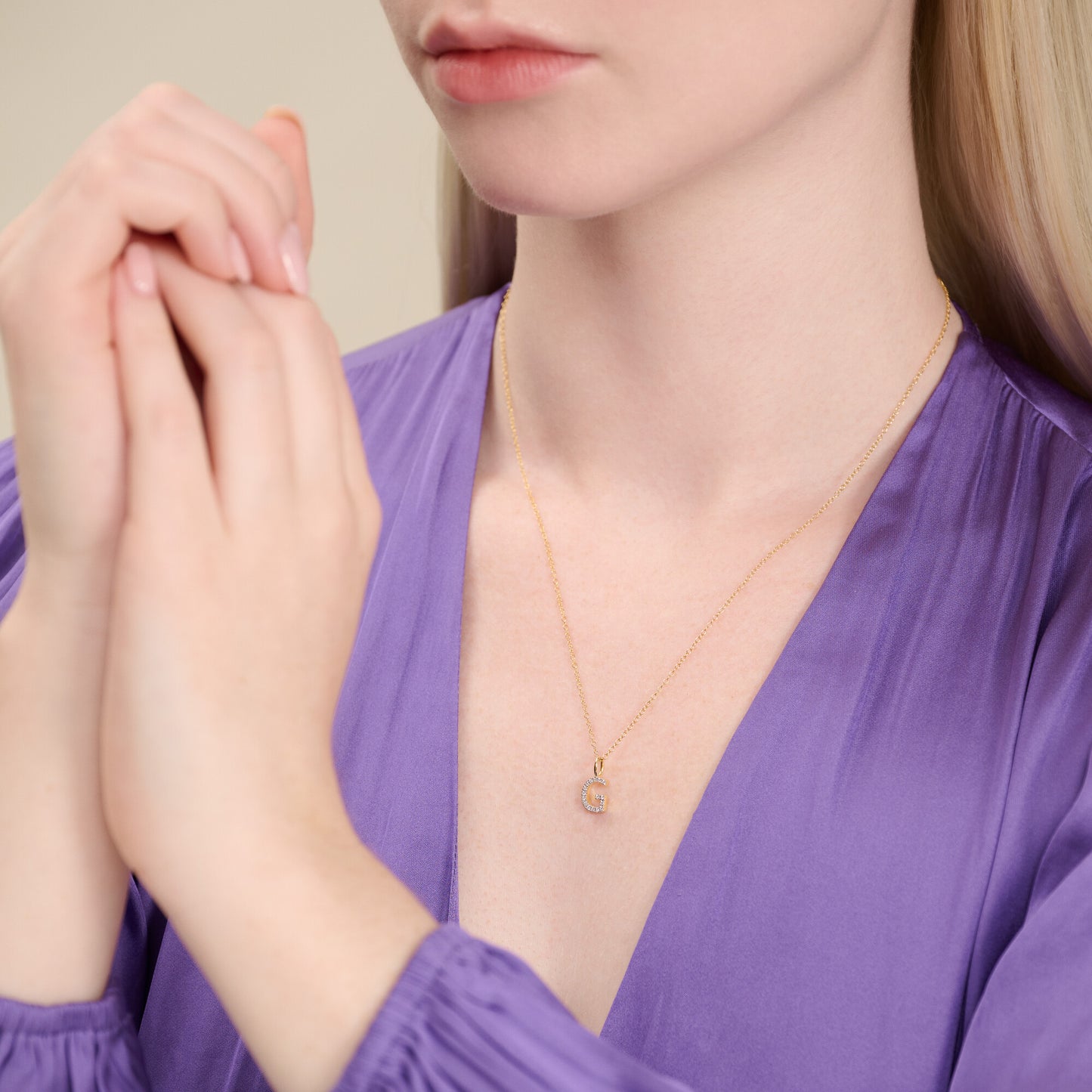 Letter "G" Initial Pendant Necklace in 14K Yellow Gold-Plated Sterling Silver | M by Monte Luna