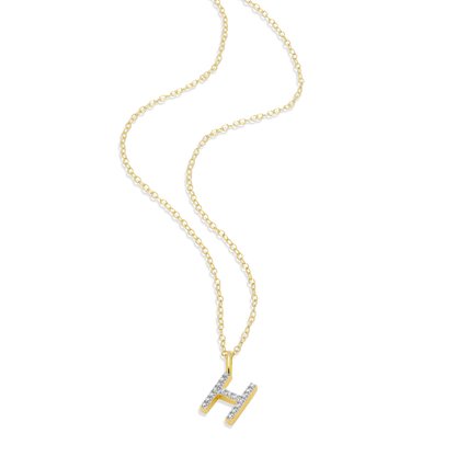 Letter "H" Initial Pendant Necklace in 14K Yellow Gold-Plated Sterling Silver | M by Monte Luna