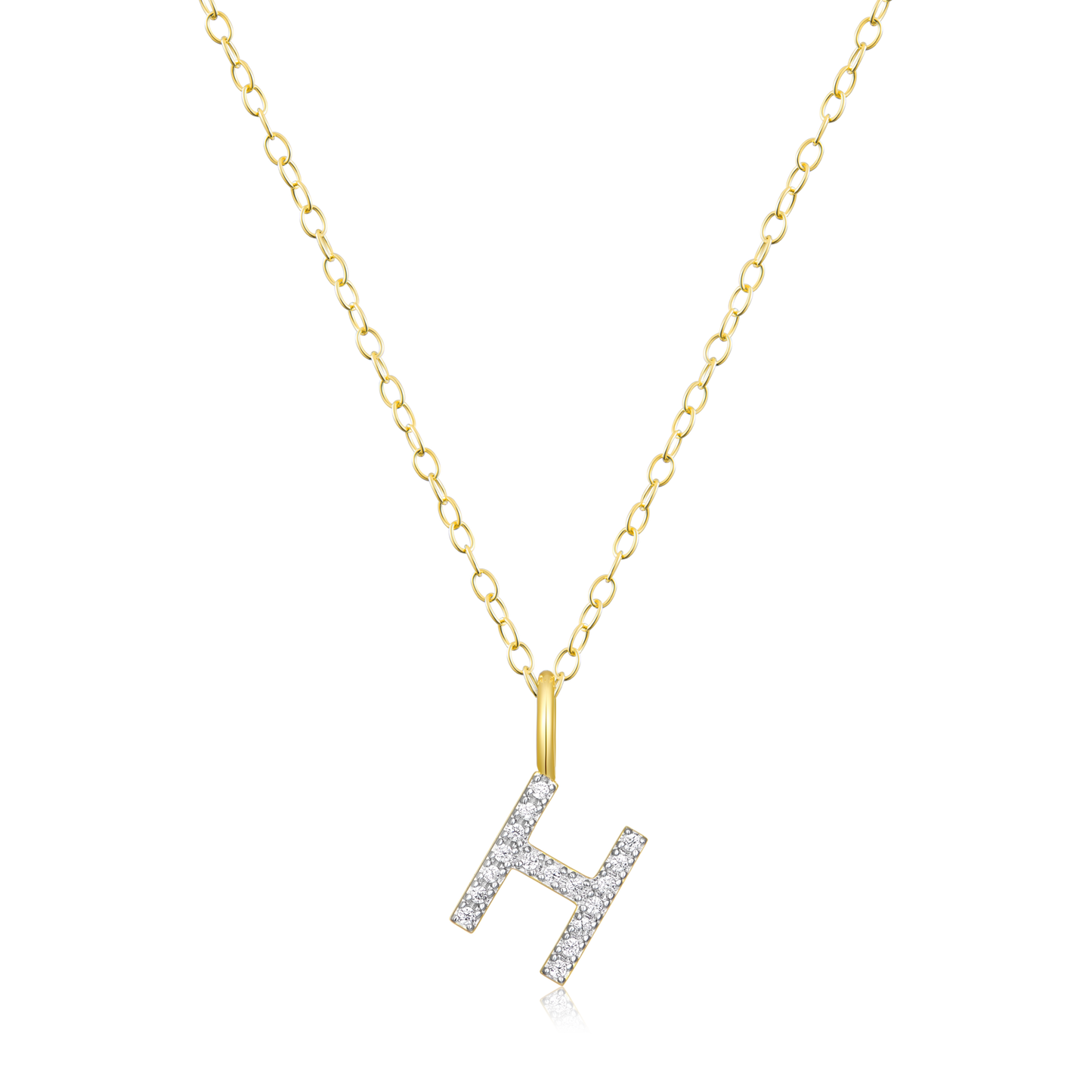 Letter "H" Initial Pendant Necklace in 14K Yellow Gold-Plated Sterling Silver | M by Monte Luna