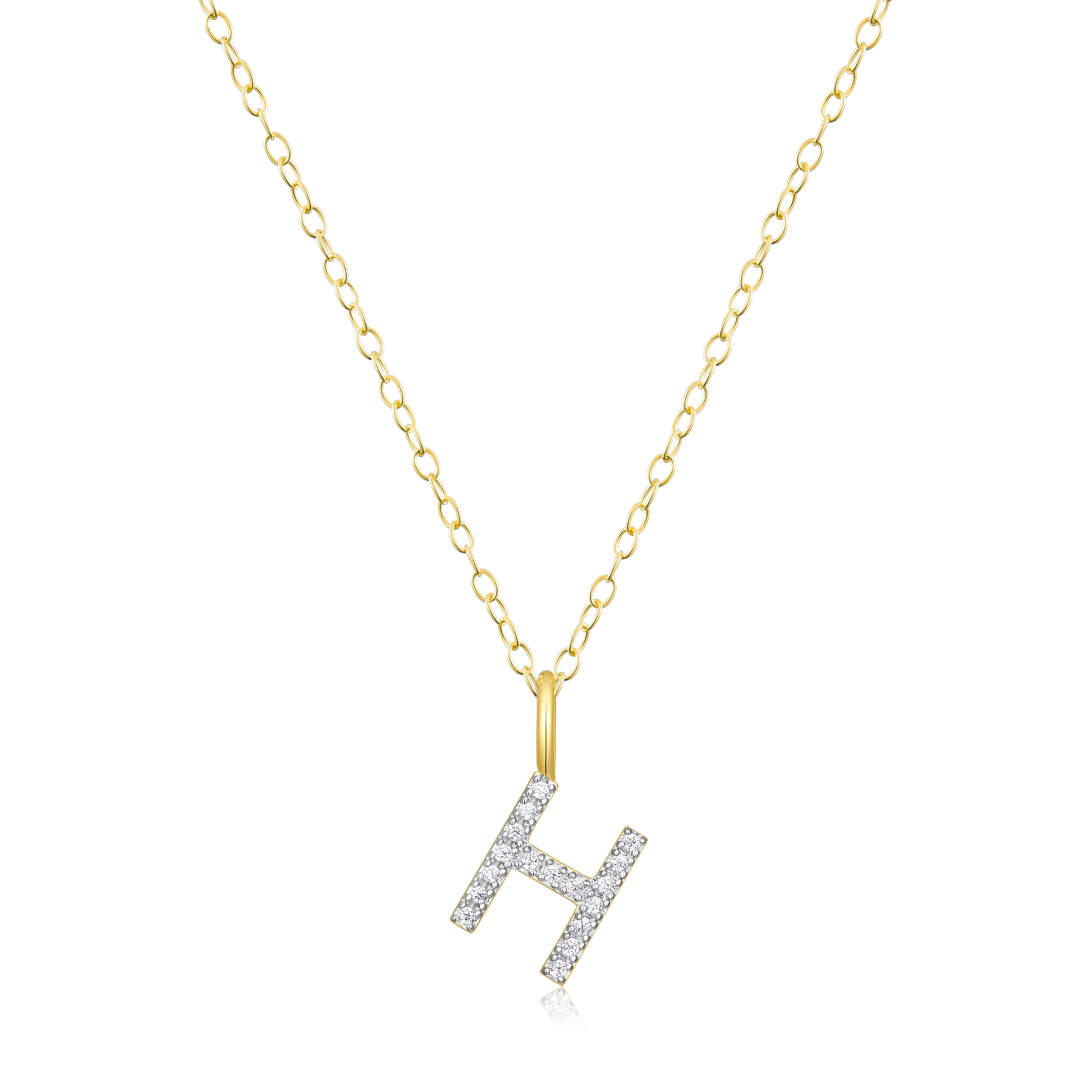 Letter "H" Initial Pendant Necklace in 14K Yellow Gold-Plated Sterling Silver | M by Monte Luna