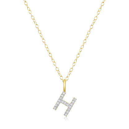 Letter "H" Initial Pendant Necklace in 14K Yellow Gold-Plated Sterling Silver | M by Monte Luna